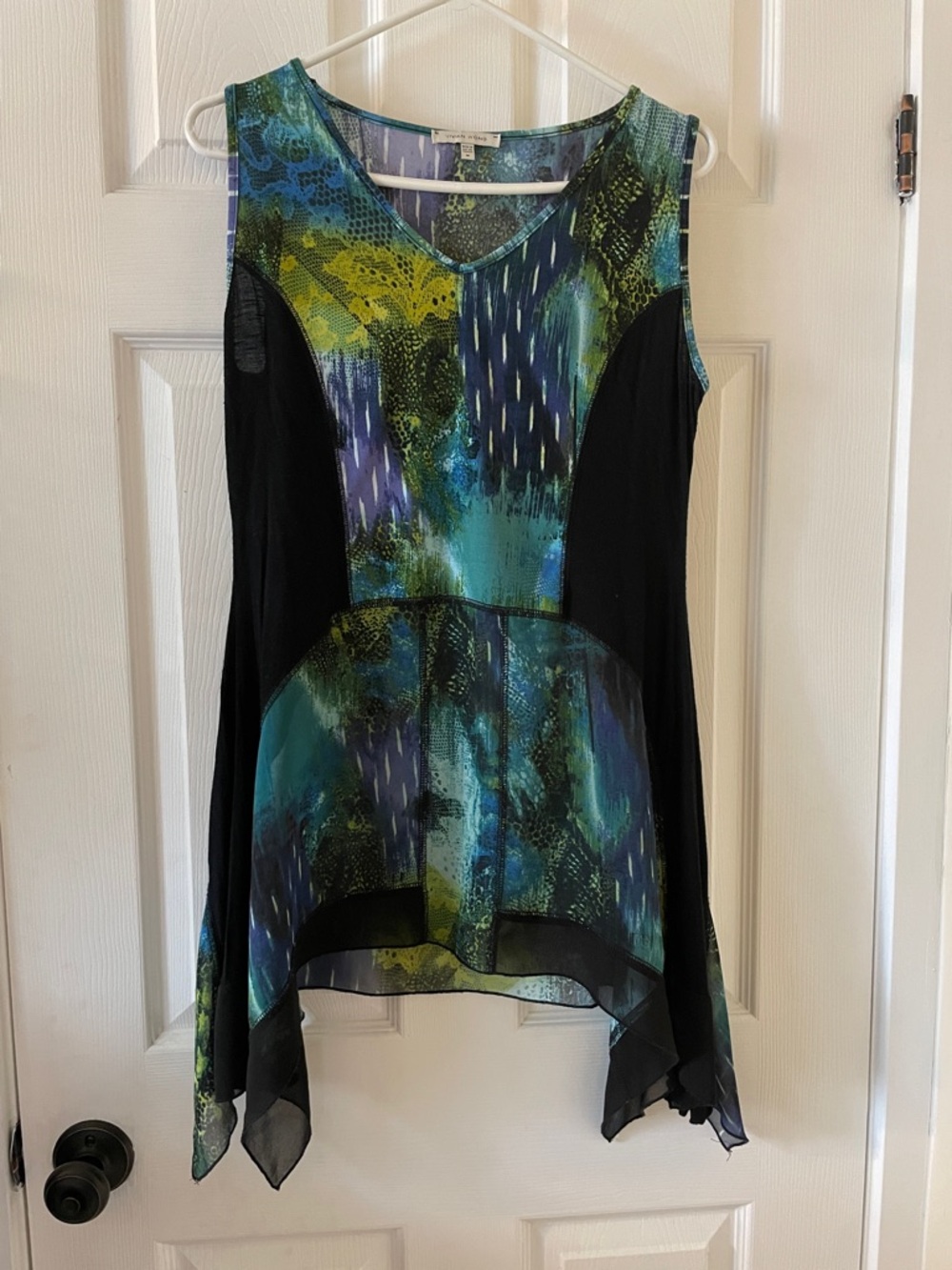 Vivian Wong flowy tunic top green blue black fairy